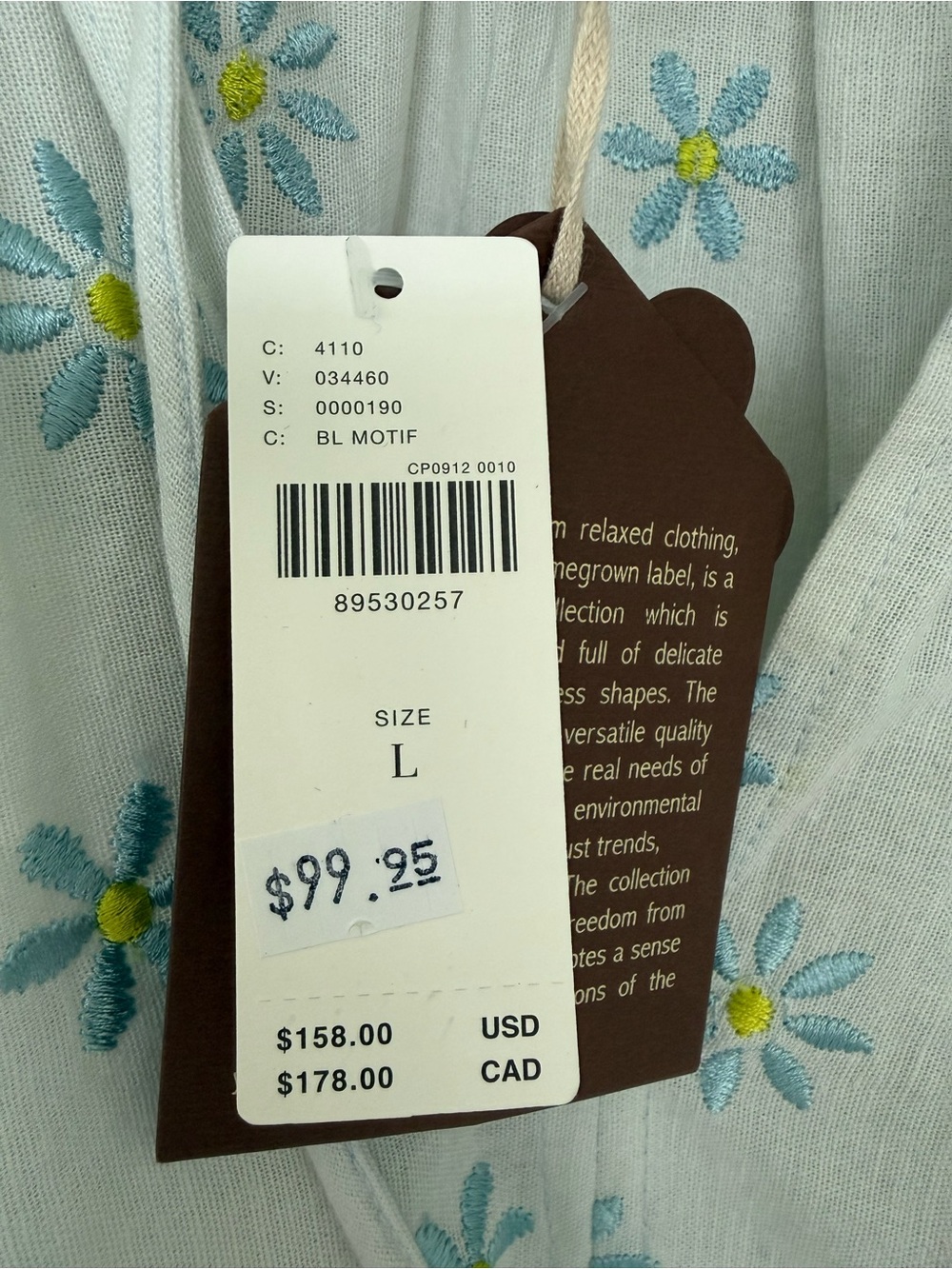 Embroidered Ruffle Peasant Blouse - Light Blue - Picture 2 of 2
